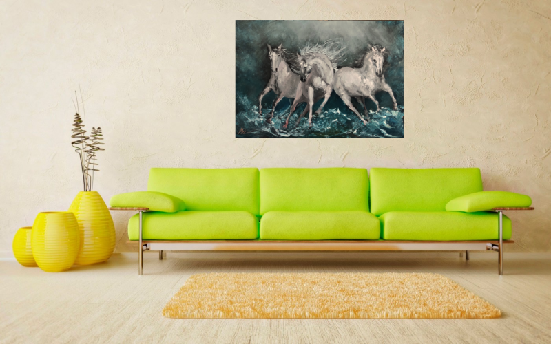 Картина - Horses - Oil on canvas