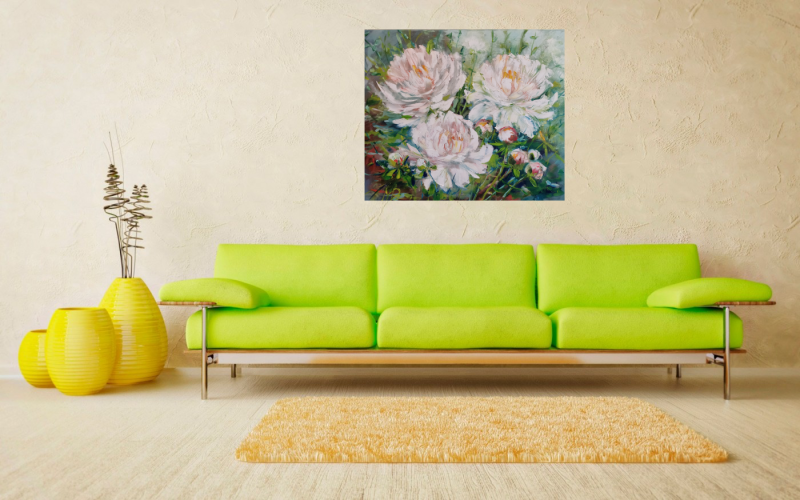 Painting - Peonies - Oil on canvas