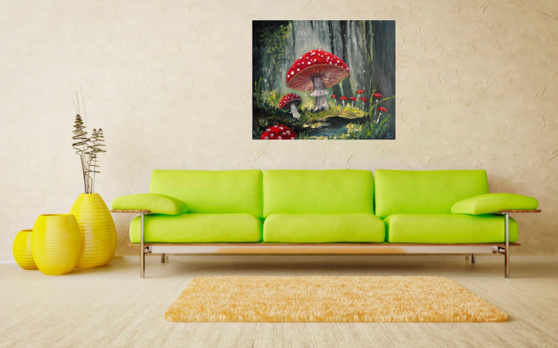 Painting - Mushrooms - Oil on canvas