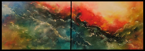 Abstract diptih, divas gleznas